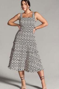 Anthropologie The Blythe Square-Neck Tiered Dress